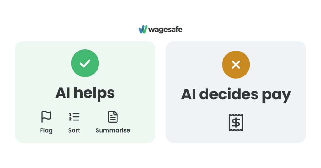 AI helps payroll teams flag, sort and summarise, but shouldn’t decide what employees are paid.